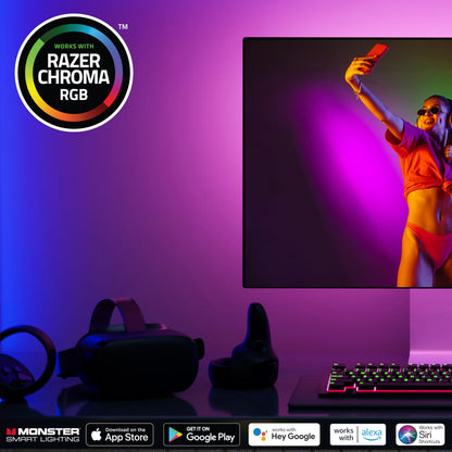 Monster Smart RGB+IC LED Strip Lights 200ft – Sound Reactive Strip Lights for Bedroom, App & Voice Control, RGB Light Strip for Room, Alexa Google Home, Razer Chroma Sync - 1080 RGB+IC LED Lights