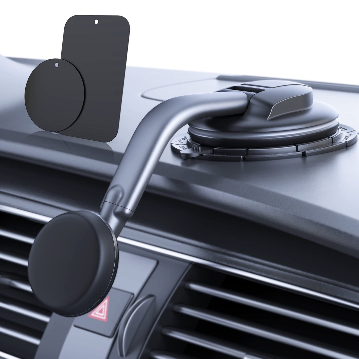 Magnetic Phone Holder for Car, [ Powerful Magnets & Military-Grade Suction] Car Phone Holder Mount Dashboard Windshield Cell Phone Holder Phone Stand for Car iPhone Android Automobile Cradle