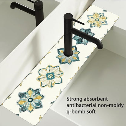 Bimkole 2 PCS Faucet Absorbent Mat, Kitchen Faucet Sink Splash Guard Wraparound