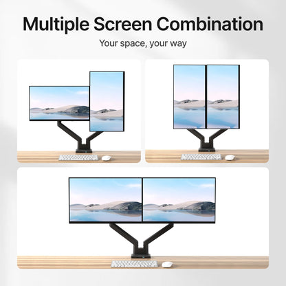 monTEK Dual Monitor Mount with USB Monitor Arms for 2 Monitors for 17 to 35 Inch Curved Screen Holds 35 Lbs Adjustable Heavy Duty Monitor Desk Mount Cable Management, VESA 75/100mm