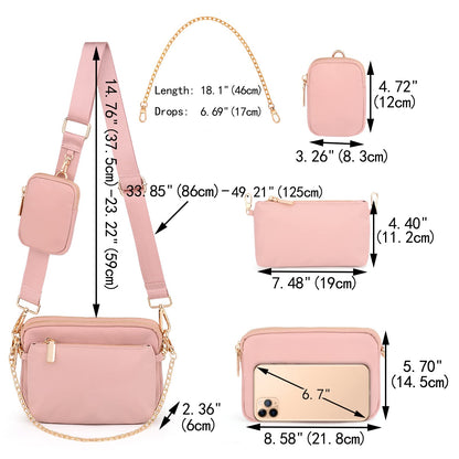 UTO Small Crossbody Bags for Women 3 in 1 Trendy Belt Purse Fashion Designer Mini Cute Sling Fanny Chest Pack
