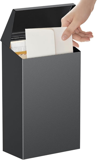Uniclife Mailboxes for Outside, Wall Mount Mailbox, Metal Mail Box, Mail Boxes for House Outside, Black Small Mailbox, Modern Drop Box for Outdoor Office Home, (No Locking Mechanism)