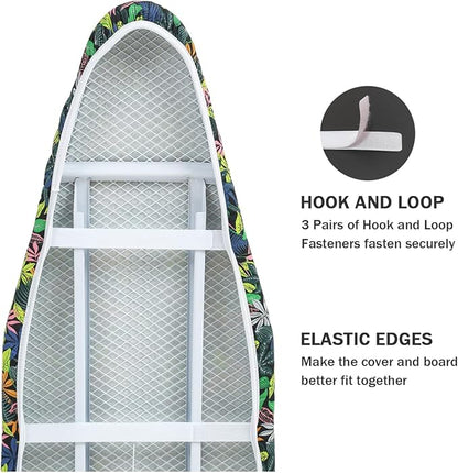 Ironing Board Cover and Pad Standard Size 15 x 54, 3 Pairs of Hook and Loop