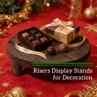 6"/8"/10" 3pcs Unfinished Rustic Wood Stands - Wooden Round Riser - Plant Risers Stand for Decor Display