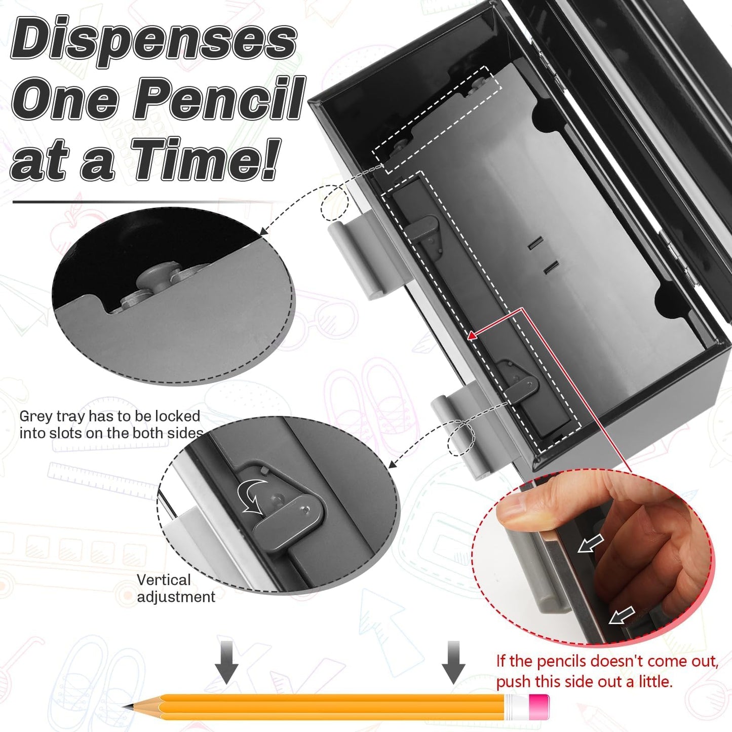Creproly Stainless Steel Pencil Dispenser/Pen Holder for Classroom Home Restaurant for Bulk Pencils Storage/Unwrapped Drinking Straws Storage (Black)