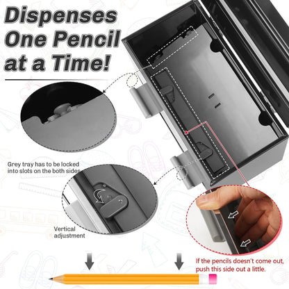 Creproly Stainless Steel Pencil Dispenser/Pen Holder for Classroom Home Restaurant for Bulk Pencils Storage/Unwrapped Drinking Straws Storage (Black)