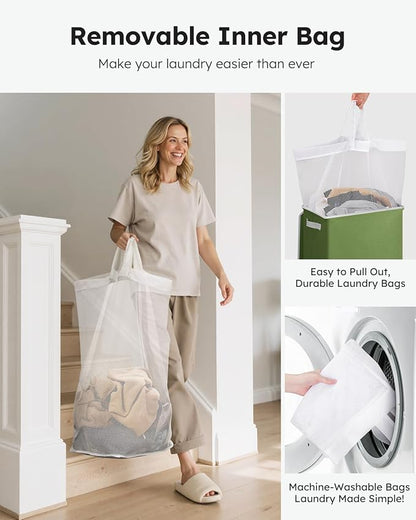 SOLEDI Laundry Hamper with Lid 100L Large & Tall Collapsible Laundry Basket