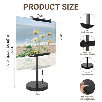 Easel Stand for Sign-Heavy Duty Tabletop Display Easel, Adjustable 28" Metal Picture Frame Stand for Wedding Signs, Art, Photos, French Style Table Top Easel, Plate Stands for Display (Black)