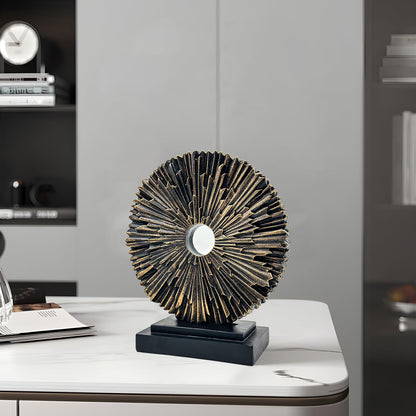 Paytonture Abstract Statue for Home Decor,Office Desk Sculpture for Men,Creative Round Line Ornament for Bookshelf,Modern Decorative Sculpture,Bedroom,Livngroom,Table(Black)