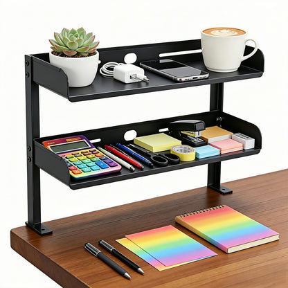 CanKing Desk Clamp Shelf 15 Inch 2 Tier Adjustable Storage Rack