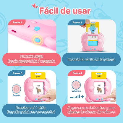 Spanish & English Talking Flash Cards for Toddlers, 510 Sight Words Bilingual Flash Cards, ABC & Number Learning Toys, Montessori Toys, Speech Therapy Toys, Children's Sensory Preschool Birthday Gifts