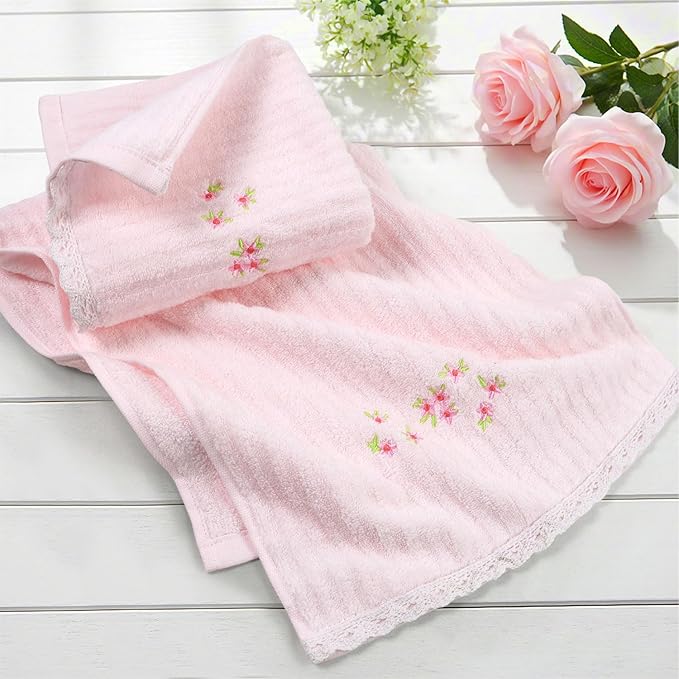 Jacquotha Pink Hand Towels for Bathroom – Soft Cotton, 13x29 Inches,