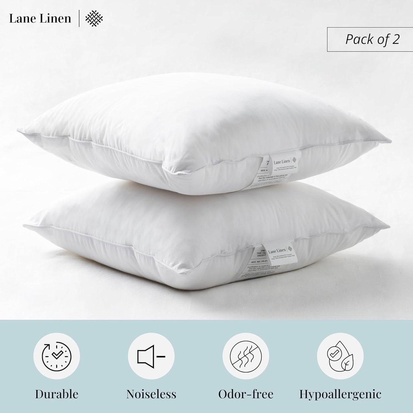 LANE LINEN Throw Pillow Insert - Pack of 2 16x16 Pillow Inserts for Decorative Pillow Covers, Throw Pillows Insert for Couch - White