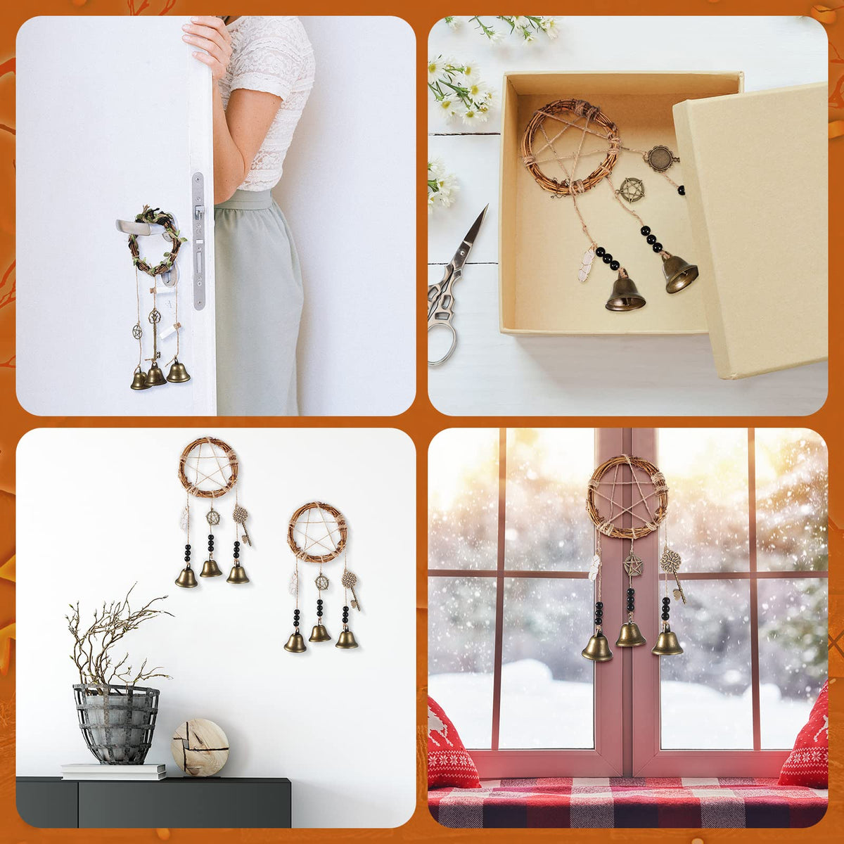 Charniol Witch Bells DIY Kit for Door Knob for Protection Witch Bell Witchy Decor Hanging Witchcraft Decorations Witches Wind Chimes