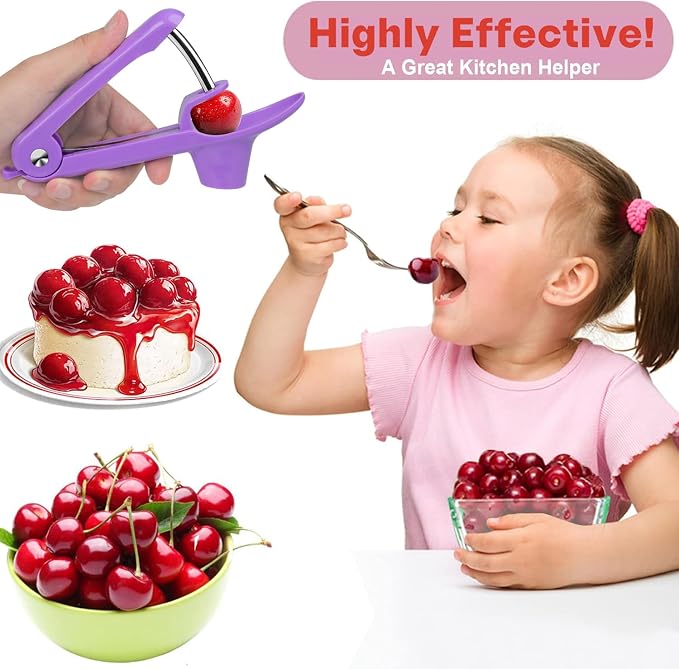 Cherry Pitter Tool Pit Remover, Cherry Core Remover Tool with Space-Saving Lock Design, Heavy-Duty Cherry Pit Remover for Kids / Making Cherry Jam