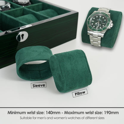 SYENS Watch Box for Men 10 Watches Storage Organizer Case, Smart Watch Display, Green Wood with Soft Suede Interior, Large Glass Window, Gift for Women and Man (10W-GR)