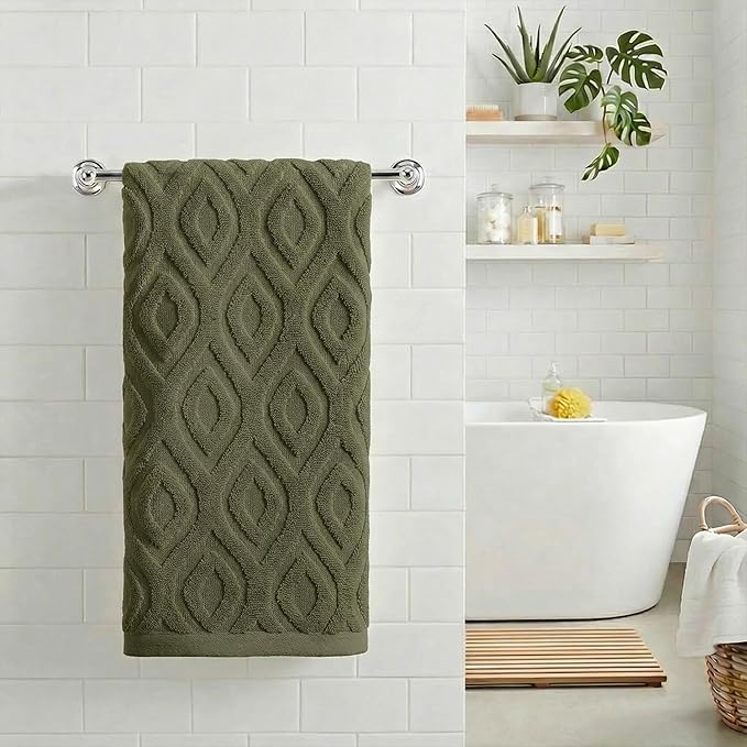 Artoid Mode 1 Pc Olive Green 3D Diamond Grid Jacquard Hand Towels