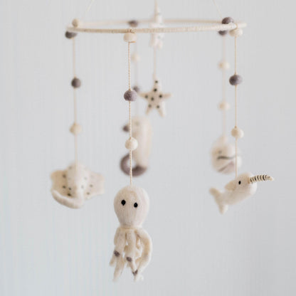 Pehr Classic Wool Felt Baby Mobile, Life Aquatic | Handmade Nursery Décor | Includes Gift Box | Ethical & Enchanting | 28” x 9”