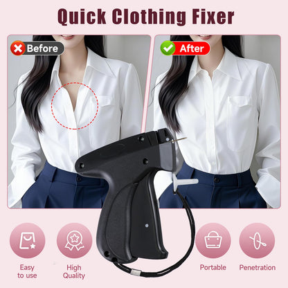 Black Quick Stitch Sewing Gun - Includes 6 Mini Needles and 4000pcs Fasteners (2000 Black & 2000 White) Clothing Stitch Gun Quick Stitchy Sewing Kit