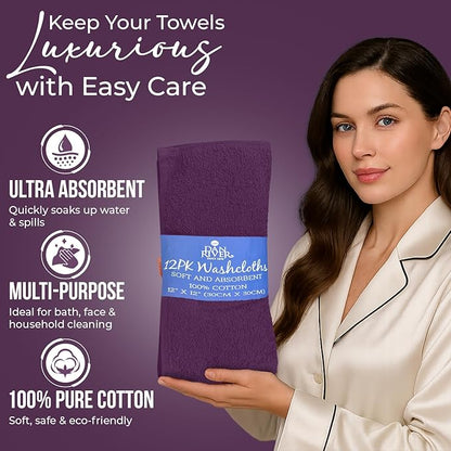 DAN RIVER 12 Pack Wash Cloths for Showering