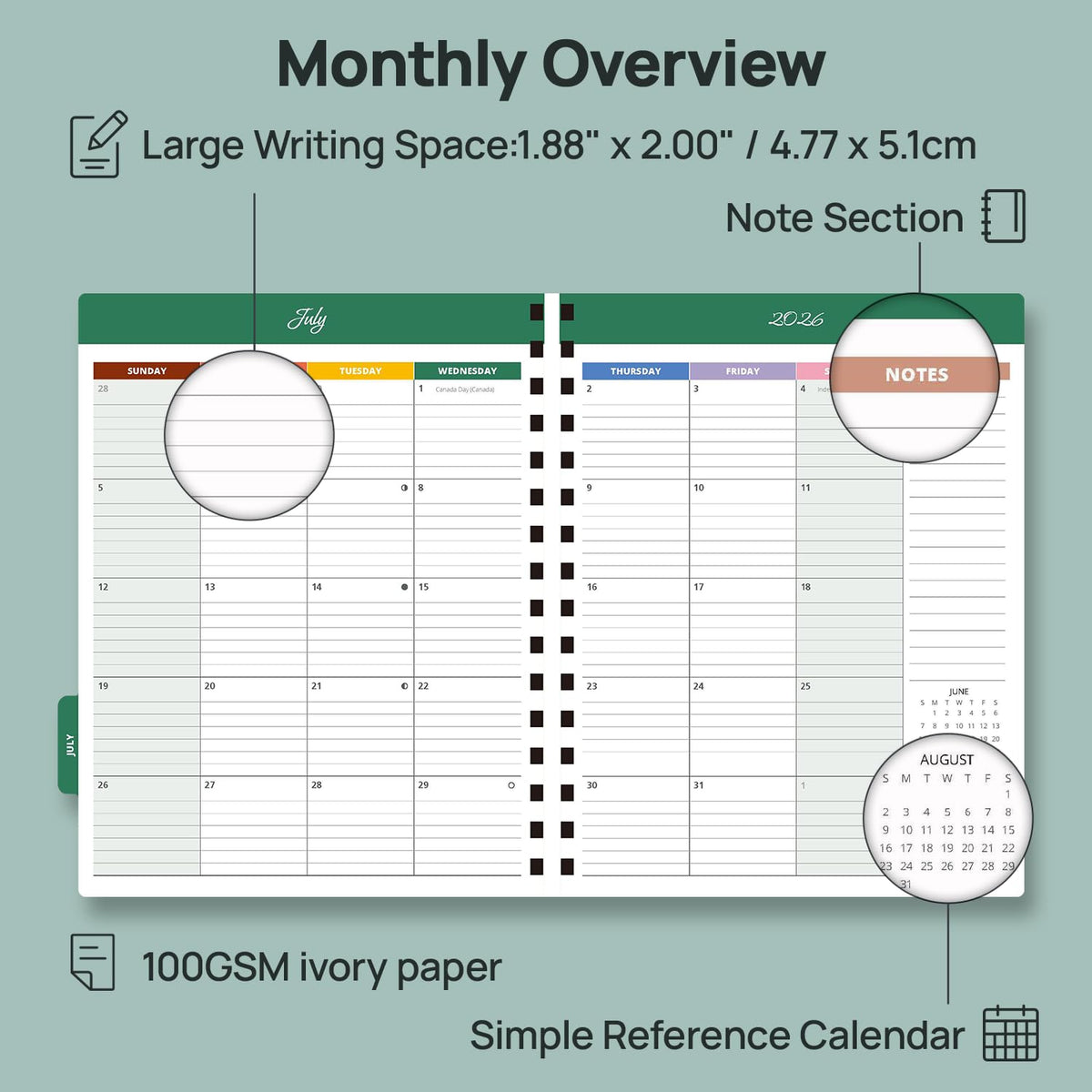 POPRUN Teacher Planner 2026-2027, 8.5" x 11", Academic Lesson Plan Book for Teachers (July 26-June 27) Weekly and Monthly with Gradebook, 2-Sided Pocket, Flexible PP Cover for Classroom, Beige
