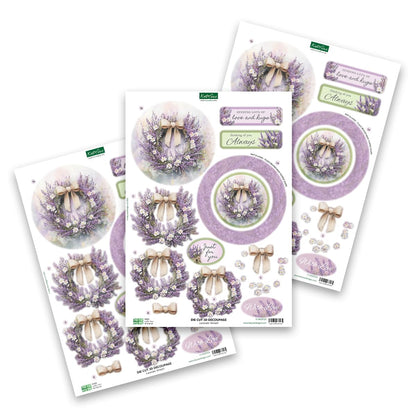 Katy Sue Designs Thinking of You 3D Die Cut Decoupage Collection for Card Making Supplies. Contains 12 Sheets of Katy Sue Die Cut Decoupage Featuring Lavender, Lillies, Hydrangea, and Roses