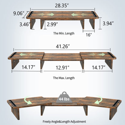 Zimilar 2 Pack Height Adjustable Monitor Stand Riser with Drawer Dual Wood Monitor Stand Riser