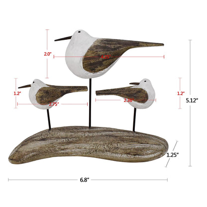 wovorins Wood Bird Statue Nautical Decor Decorative Seagull Sculpture Hand Carved Wooden Sea Birds Figurine Coastal Ocean Beach Themed Decoration for Home Yard Bathroom Living Room (B)