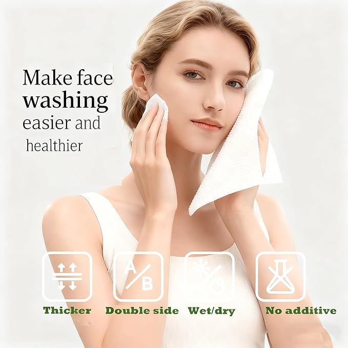 【Large Pack】Disposable Face Towels 160 Count, Hanging Design100% Bio-based