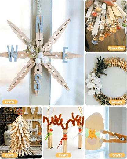 Large Clothes Pins Wooden Clothespins, 4 Inch 48 Pack Heavy Duty Outdoor Pegs