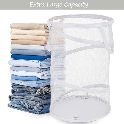 BATTOO 2 Pack Large Collapsible Laundry Basket Foldable Mesh Pop Up Hamper