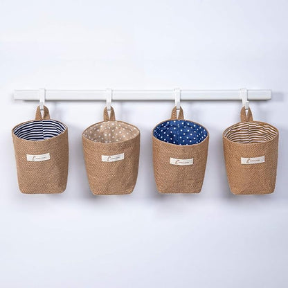 4 Pack Wall Hanging Storage Bags Hanging Storage Bags Cotton Linen Storage