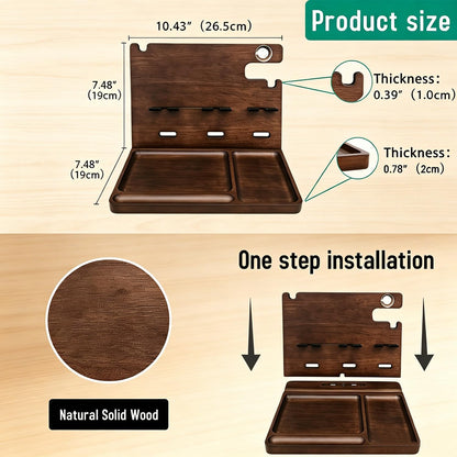 Xunhomon Wood Phone Docking Station Nightstand Organizer Charging Station with QC 3.0 & PD22.5W Fast Charger for iPhone Samsung Android Watch Airpod Anniversary Birthday Gifts for Men