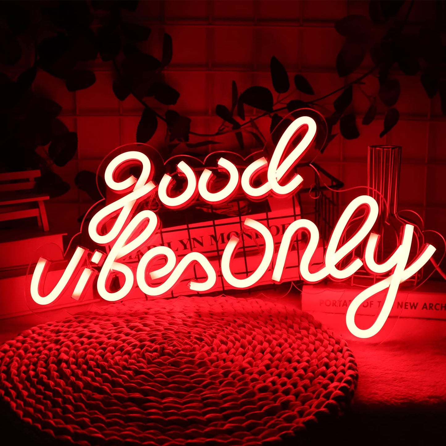 JFLLamp Good Vibes Only Neon Signs for Wall Decor Neon Lights Led Signs Suitable for Living Beer Bar Game Room Hotel Birthday Party Restaurant Christmas Unique Gift for Lover, 16.5 * 10 Inch(Blue)
