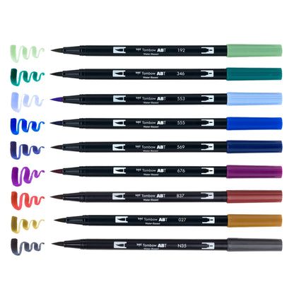 Tombow 56257 Dual Brush Pen Art Markers, Dragons, 10-Pack, Water-Based Ink, for Hand Lettering, Watercolor, Fine Art, Illustrations