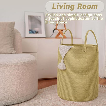 Large Woven Laundry Basket Hamper, 100L Cotton Rope Storage Bin