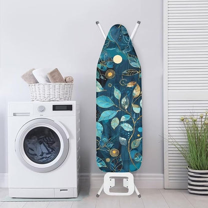 Blue Leaves Ironing Board Cover and Pad, Resist Scorching and Staining
