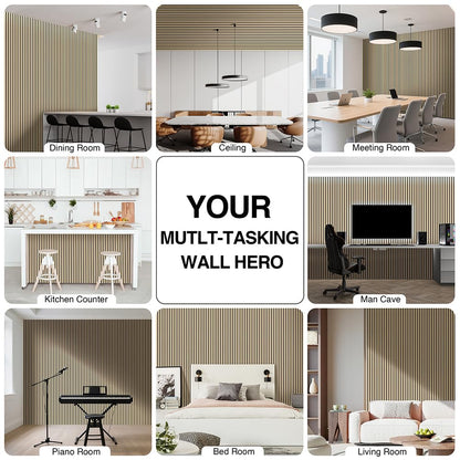 AKK-ART Wood Panels for Wall, Soundproof & Acoustic Wood Slat Wall Panel for Interior Decor, Sound Absorbing Panels for Office,Home Theater & Living Room(Oak#13,2 Pack-47.2"*23.6")