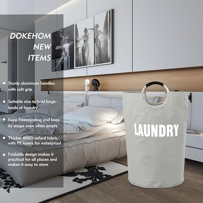 DOKEHOM 160L XX-Large Laundry Basket, Collapsible Laundry Bag, Foldable Laundry