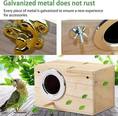 7.7" x4.7" Birds Nest Box Lovebird House Wood Parakeet Budgie Cockatiel Breeding Nest Box Cage Wood House for Finch Lovebirds Cockatiel Budgie Conure Parrot