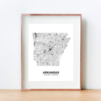 Eleville 11X14 Unframed Arkansas United States Country View Abstract Road Modern Map Art Print Poster Wall Office Home Decor Minimalist Line Art Hometown Housewarming wgn163