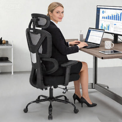 Ergonomic Office Chair, Ergonomic Desk Chair with Adjustable Height, Lumbar Support, High Back Mesh Home Computer Chair with Adjustable Armrests, Task Chairs for Home Office - 350lb Executive Chairs