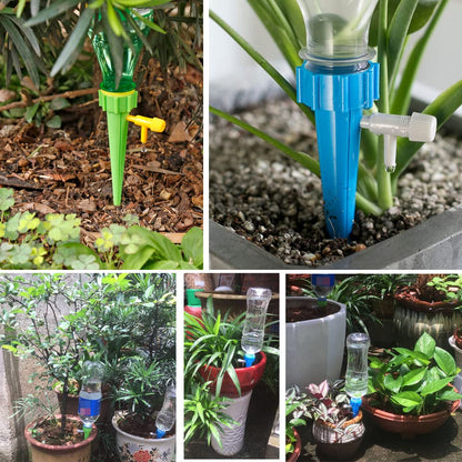 Self Plant Watering Spikes 12 Pack Auto Drippers Irrigation Devices Vacation Automatic Plants Water System with Adjustable Control Valve Switch Design for Houseplant, Gardenplant, Officeplant