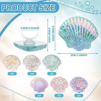 Kenning 24 Pcs Resin Seashell Cupcake Ring Toppers Under the Sea Cupcake Topper for Seashell Theme Birthday Party Cake Decorations Baby Shower Weeding Anniversary Sea Party Supplies