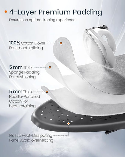 SONGMICS Ironing Board, Foldable Iron Board, Height Adjustable up to 35 Inches