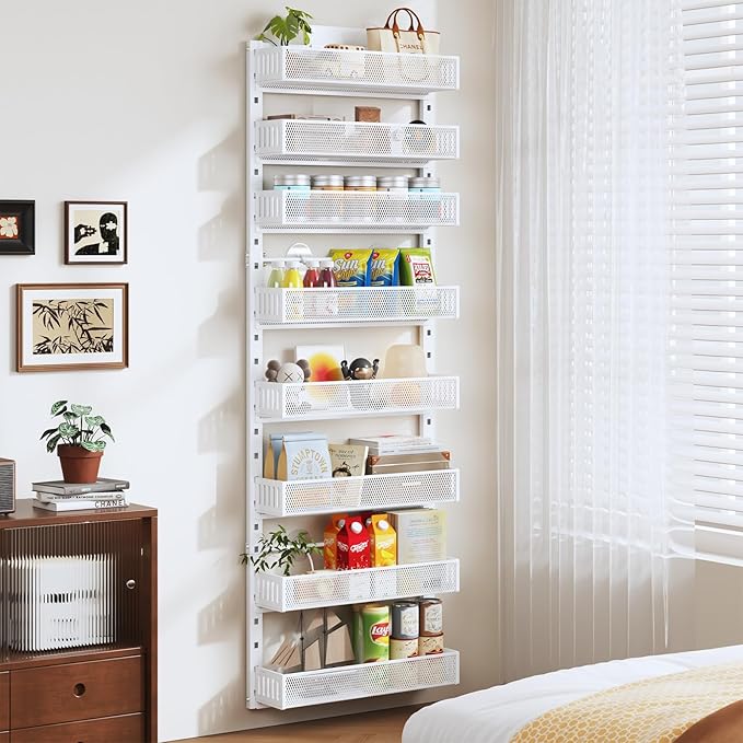Pantry Door Organizers and Storage, 8-Tier Large Metal Heavy-Duty Frame Over