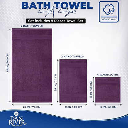 DAN RIVER 8 PC Luxury Bath Towels