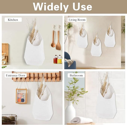 100% Linen Hanging Storage Bags Baskets 2 Pcs, Small Wall Storage Bag