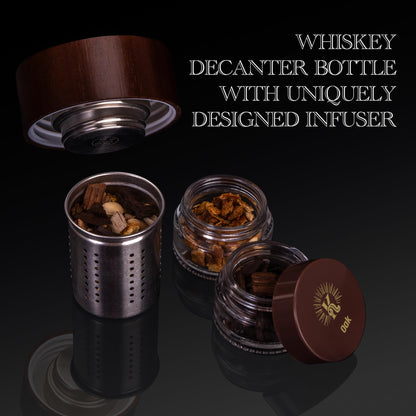 DIY Whiskey Gifts for Men - DIY Whiskey Infusion Set - Whiskey Making Kit - Decanter Set with Botanicals & Wood Chips - Bourbon Decanter & Birthday Gifts for Men