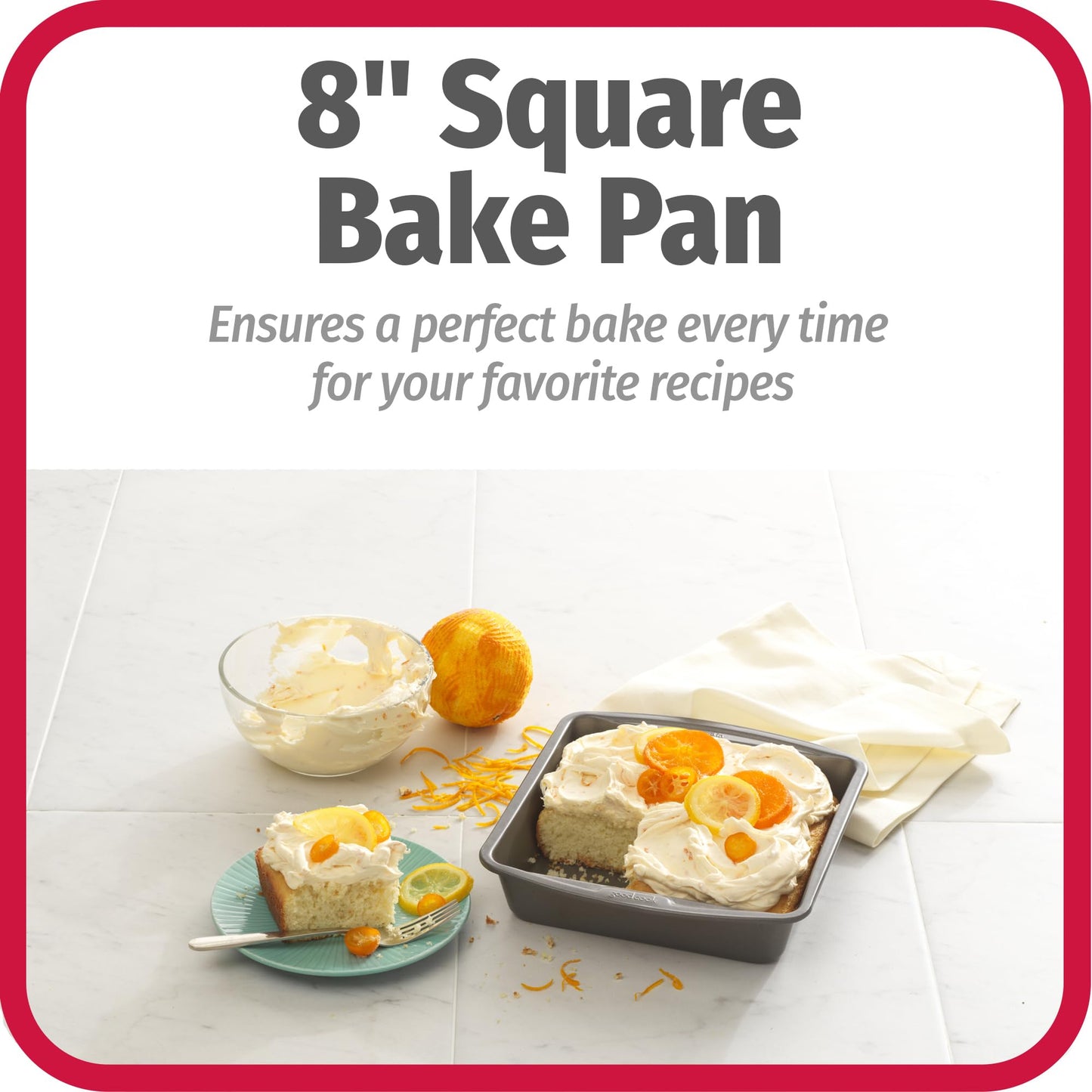GoodCook Everyday Nonstick Steel Square Pan, 8", Gray